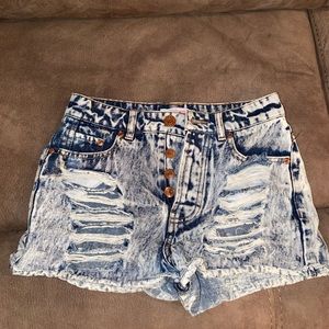 Distressed jean shorts